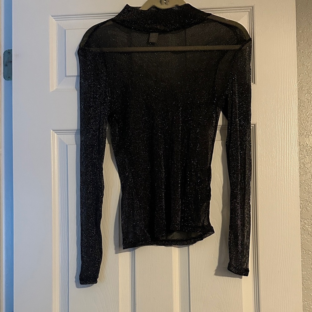 H&M Black Sparkly Sheer Blouse